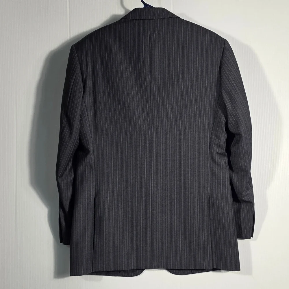 Mens Charcoal Grey Pinstripe Two Button Blazer Jacket Designed in Italy Size 40R